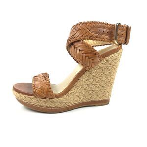 STUART WEITZMAN Elixir Wedge Espadrille Braided Leather Heels Beachy Boho Hippie